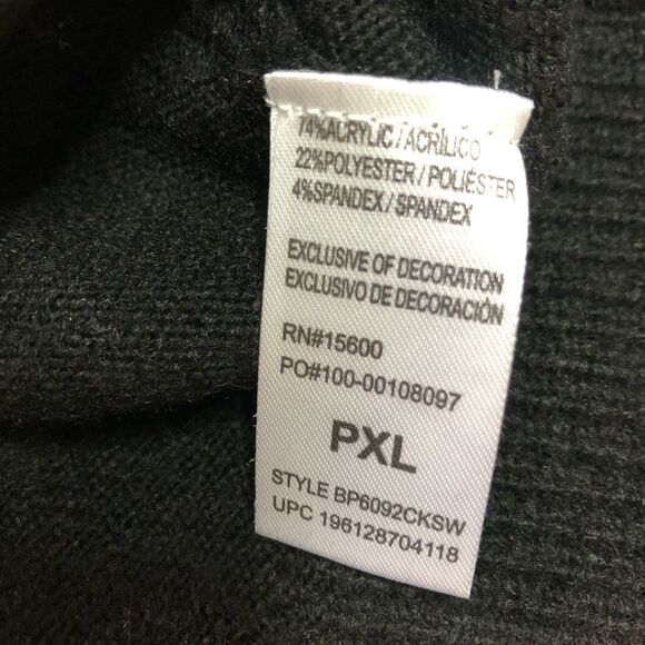 Democracy Petites Black Tie-Neck Long Sleeve Pullover Sweater - Picture 8 of 9